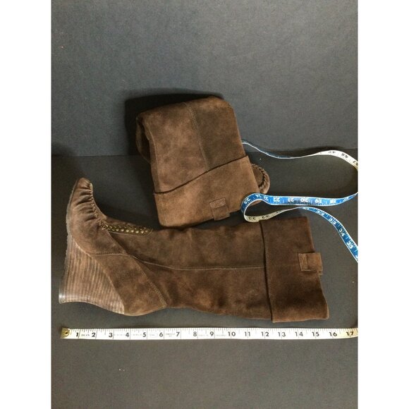 Sam Edelman Brown Suede Leather Moccasin Style Wedge Boots Size 8 M Tall - Picture 8 of 12
